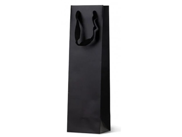 Single Bottle Black Matte Laminated Wine Bag 