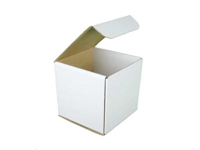 Medium (C) WHITE Cubed Hinged Lid Cardboard Gift Box (Print Option Available)   