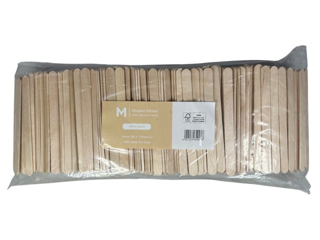 Disposable Wooden Stirrer Sticks (Pack/1000) 113x10mm