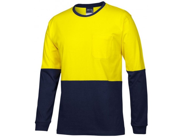 Hi Vis Crew Neck Long Sleeve (Day) T-Shirt YELLOW/NAVY