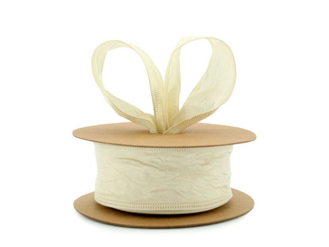 Cream Taffeta Ribbon Wire Edge 