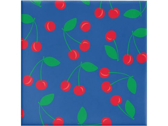 Cherries Gift Wrap on Navy (Gloss) 600mmx40m Roll