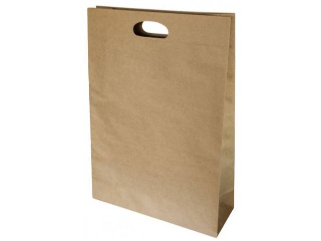 Large Brown Paper Bag with gusset and die cut handle