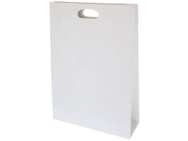 Large White Paper Bag with gusset and die cut handle
