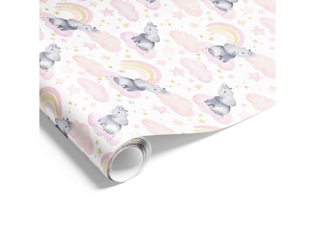 Gift Wrap Baby Clouds Pink