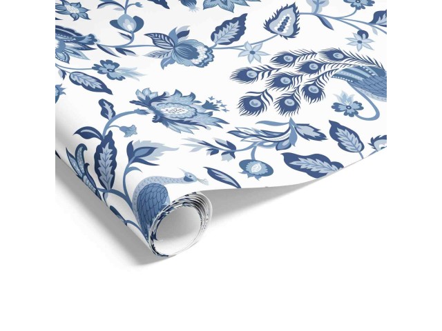Gift Wrap Peacock Chintz on Matt Blue