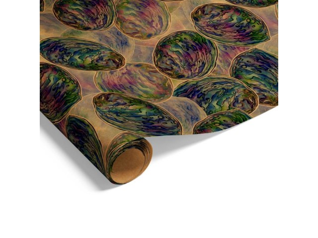 Gift Wrap Watercolour Paua On Kraft