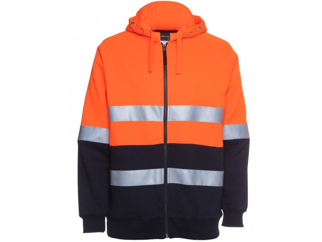 Hi Vis Hoodie (Full Zip) Day & Night - ORANGE/NAVY