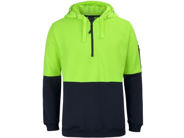 Hi Vis Hoodie (1/2 Zip) Day Only - LIME/NAVY