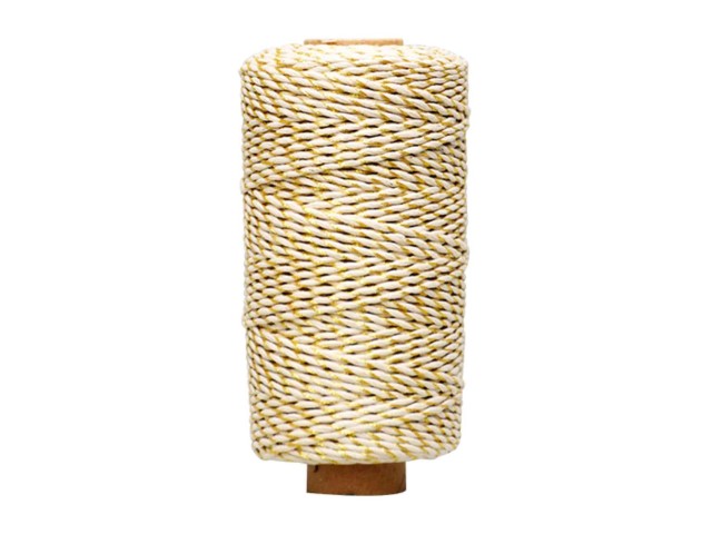 Metallic Twist Twine 1.5mm x 100m White/Gold