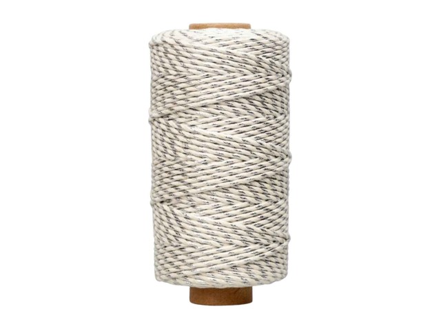 Metallic Twist Twine 1.5mm x 100m White/Silver